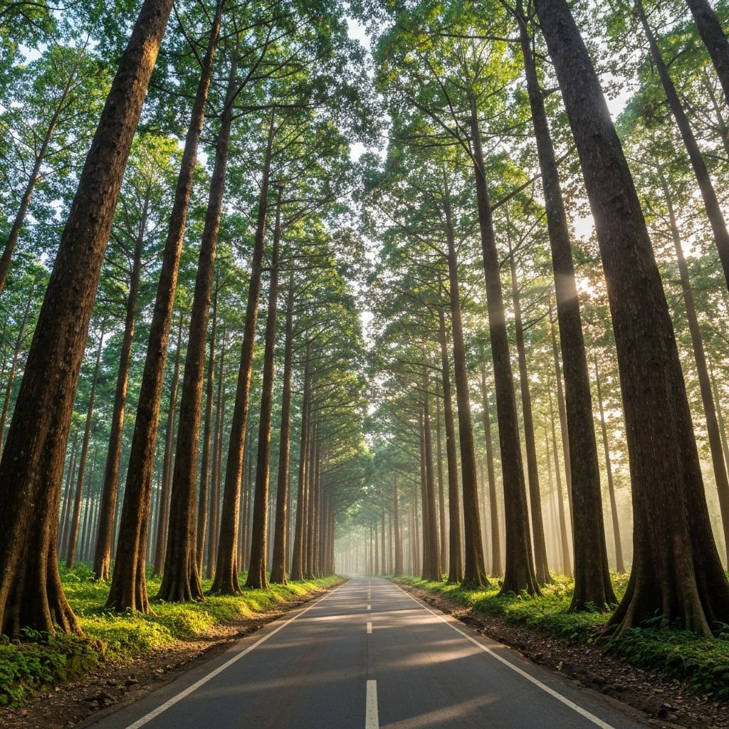 Bilar Man-Made Forest with towering mahogany trees creating a natural tunnel in Bohol