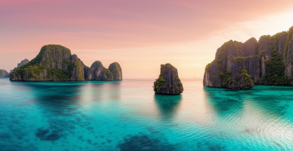 Kalksteinfelsen und blaue Lagunen in El Nido, Palawan