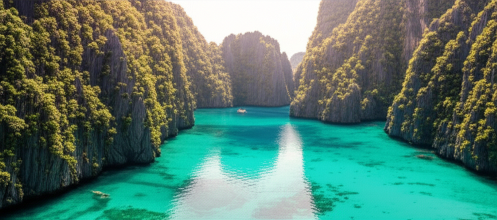 Coron crystal clear lakes surrounded by limestone cliffs