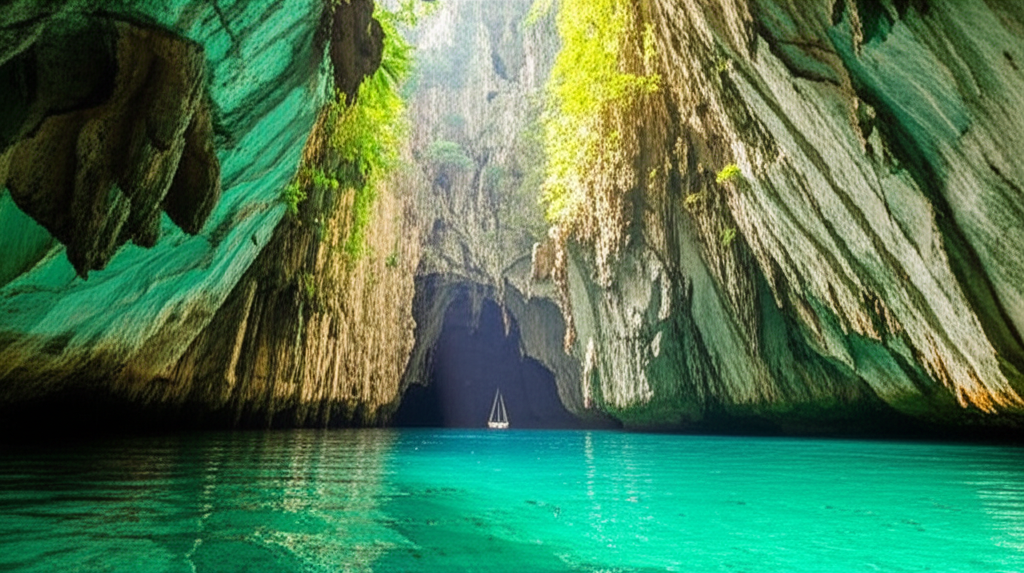 Puerto Princesa Underground River entrance with limestone formations