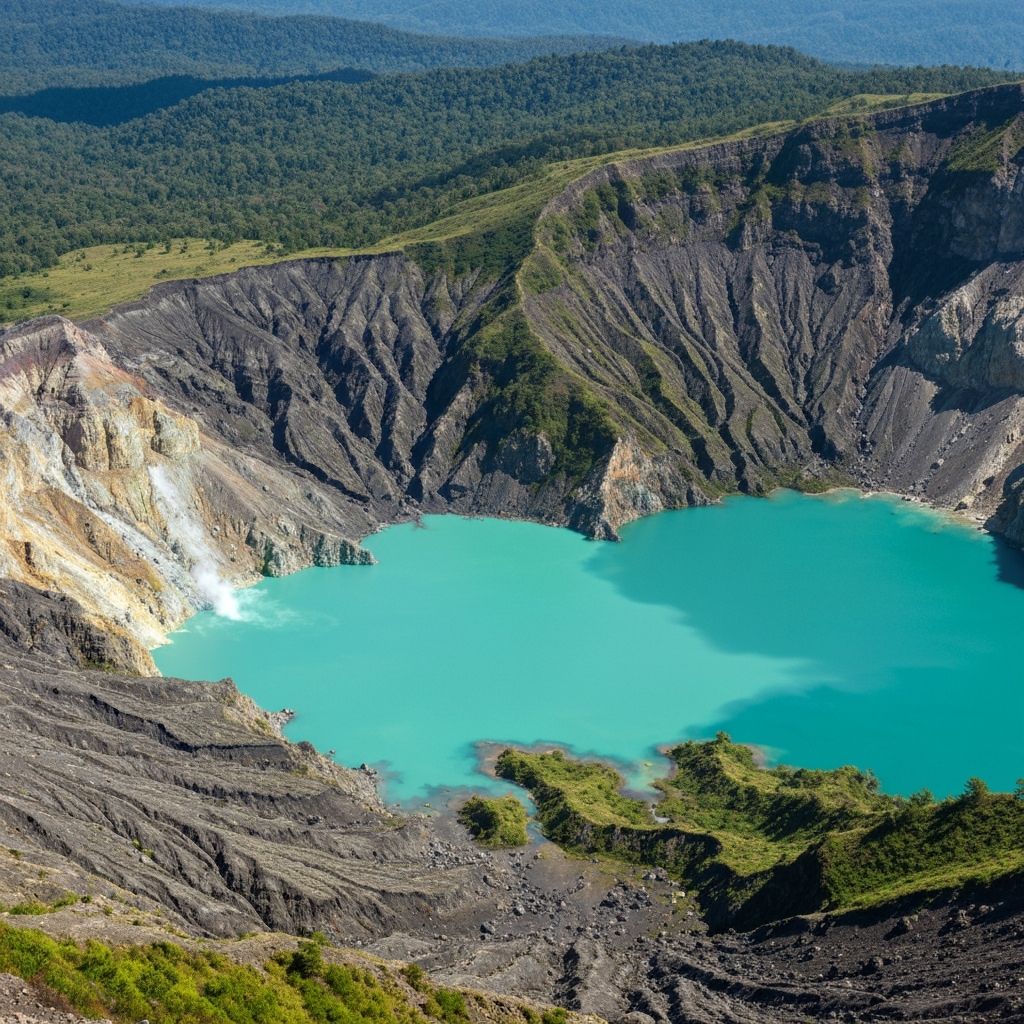 Mt. Pinatubo crater lake with turquoise waters